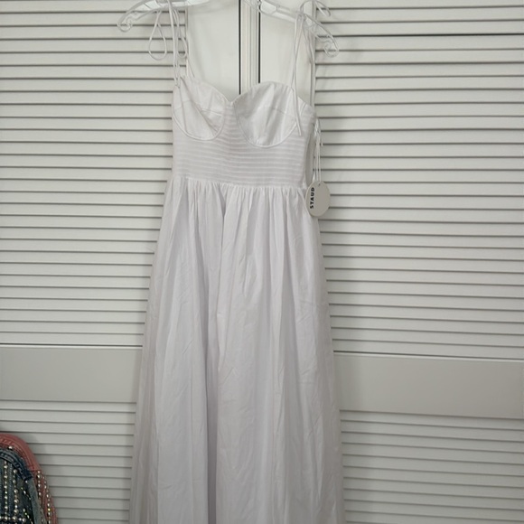 New NWT STAUD Landry White Corset Drop Waist Midi Dress Size S - Picture 5 of 8